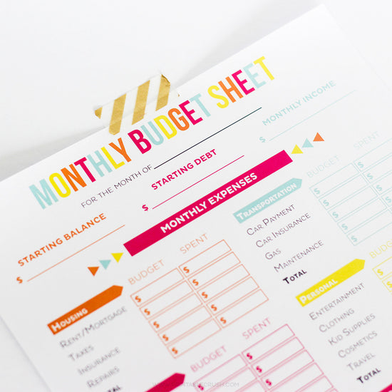 Monthly Budget Sheet Free Printable Download