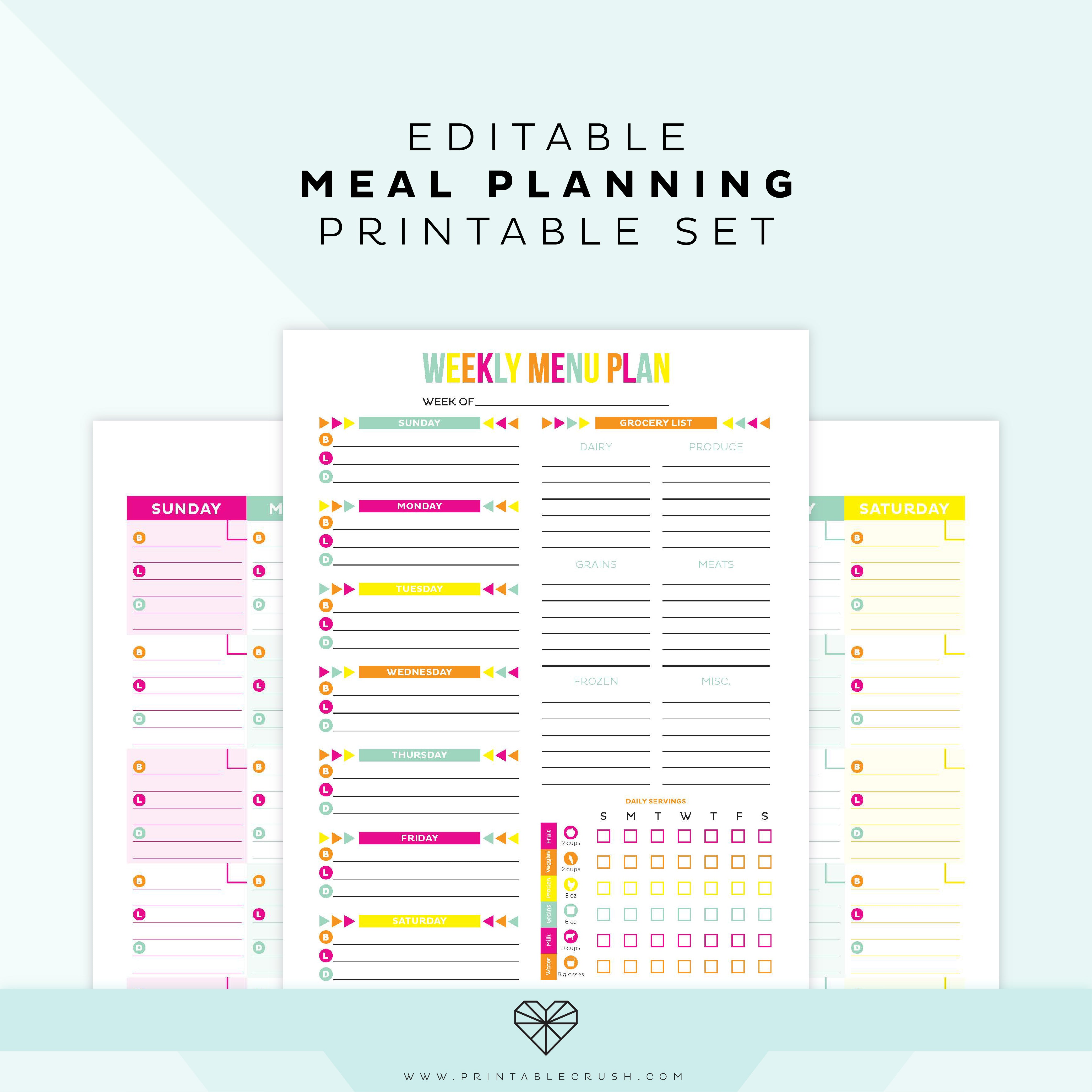 Editable Meal Plan Printable – Printable Crush, LLC