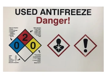 7x10 USED ANTIFREEZE LABEL