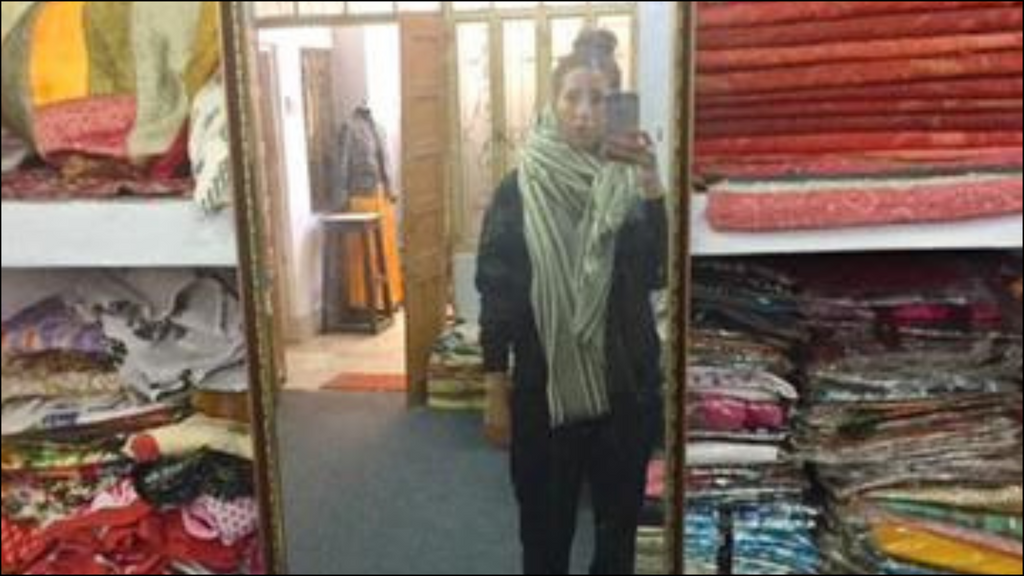 melanie disalvo in jaipur with deadstock fabric