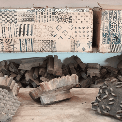 hand carved wooden blocks for block printing in bagru