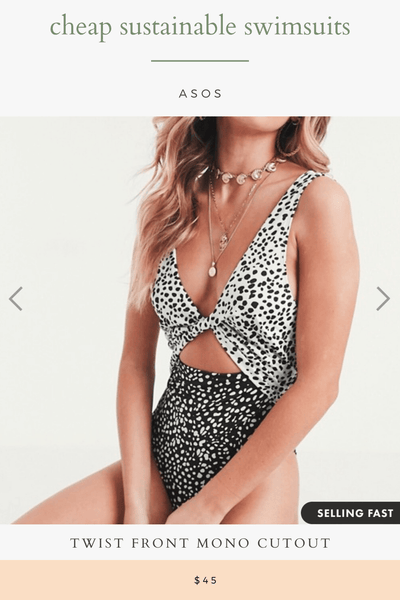 sustainable bathing suit one piece cut out black and white dot