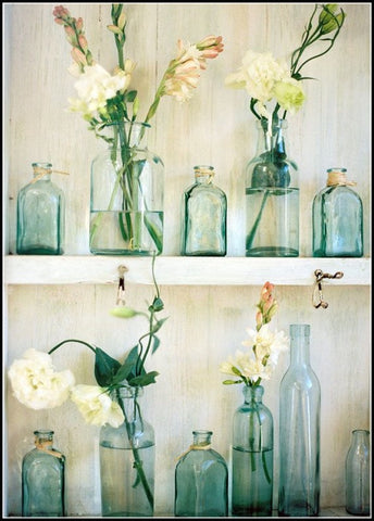 vintage glass bottle vases with flowers