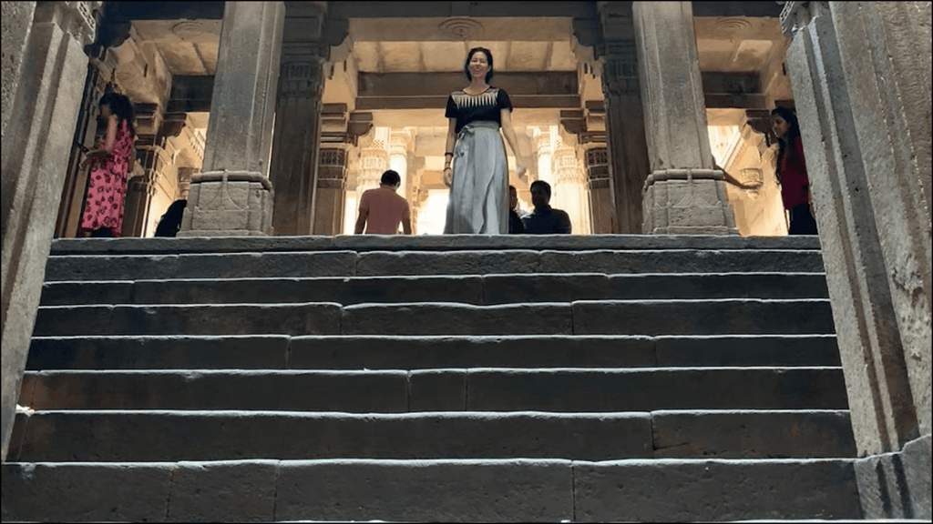 Melanie DiSalvo at stepwell in ahmedabad in wrap skirt