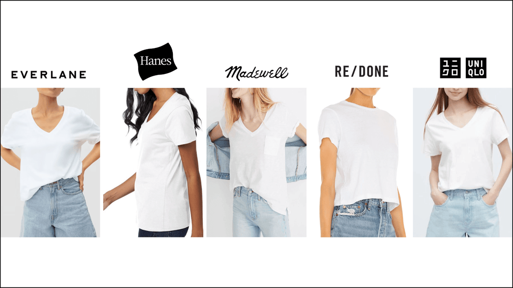 best white t-shirt everlane, hanes, madewell, re/done, uniqlo