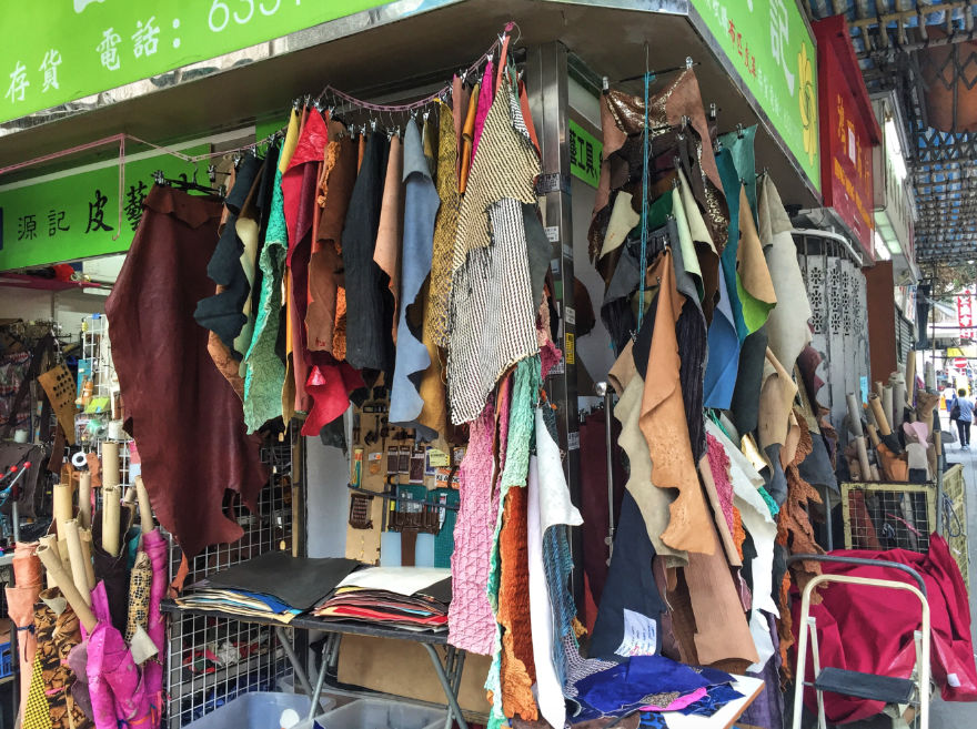 A leather hide shop in Sham Shui Po