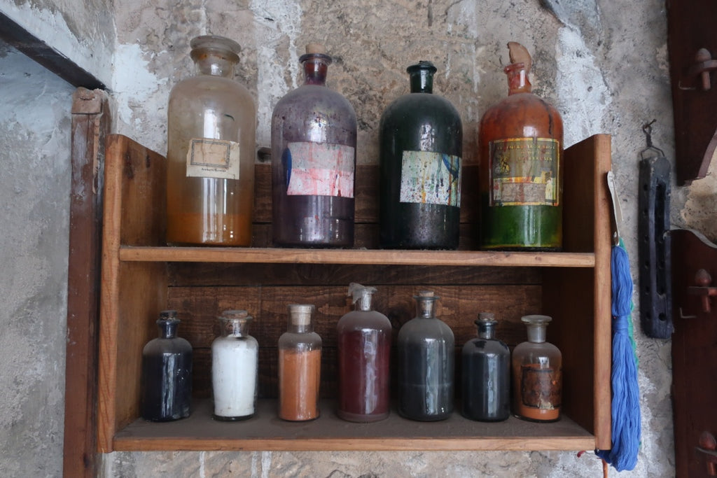 display of traditional natural dyes that are no longer used