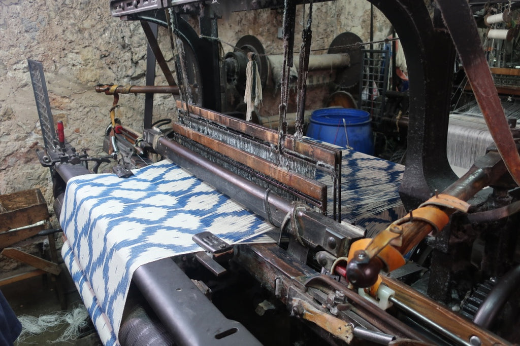 ikat loom blue diamond pattern