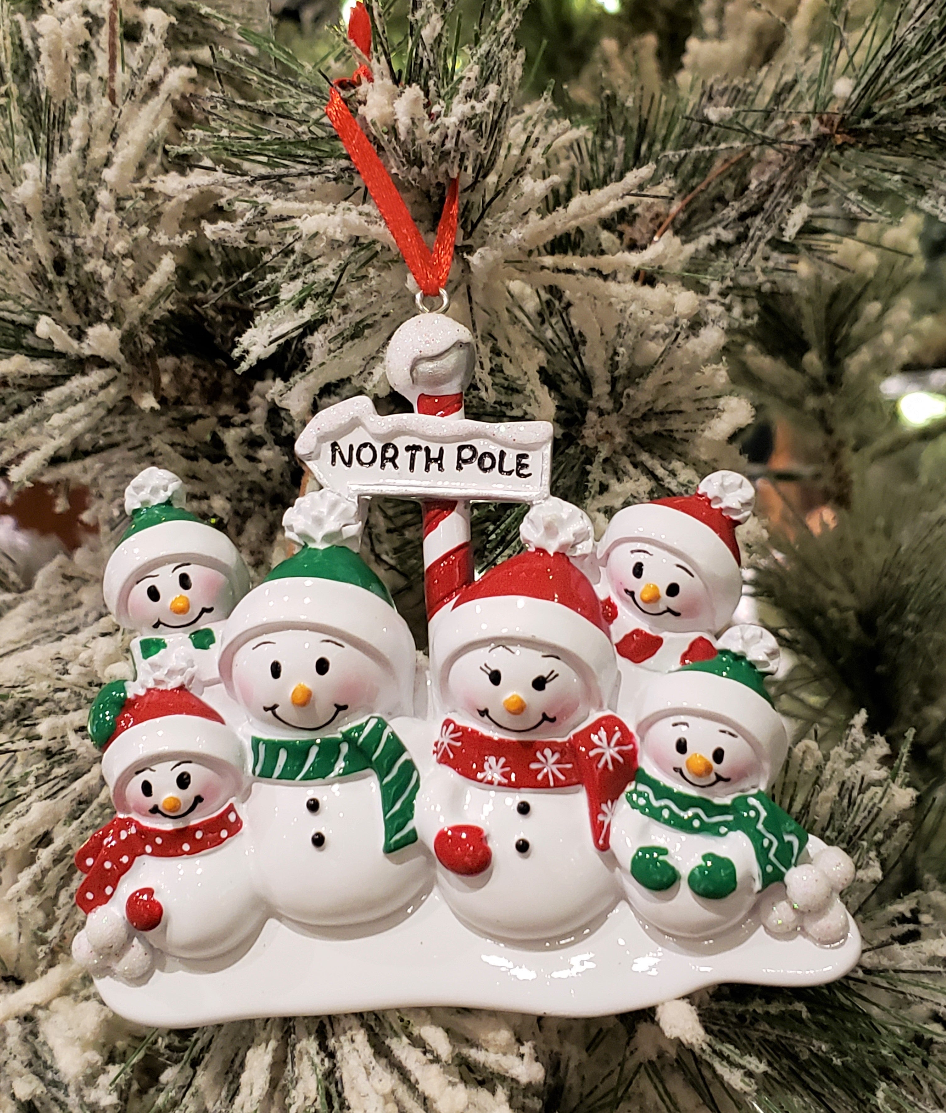 North Pole Ornament Family of 6 Personalized Ornament