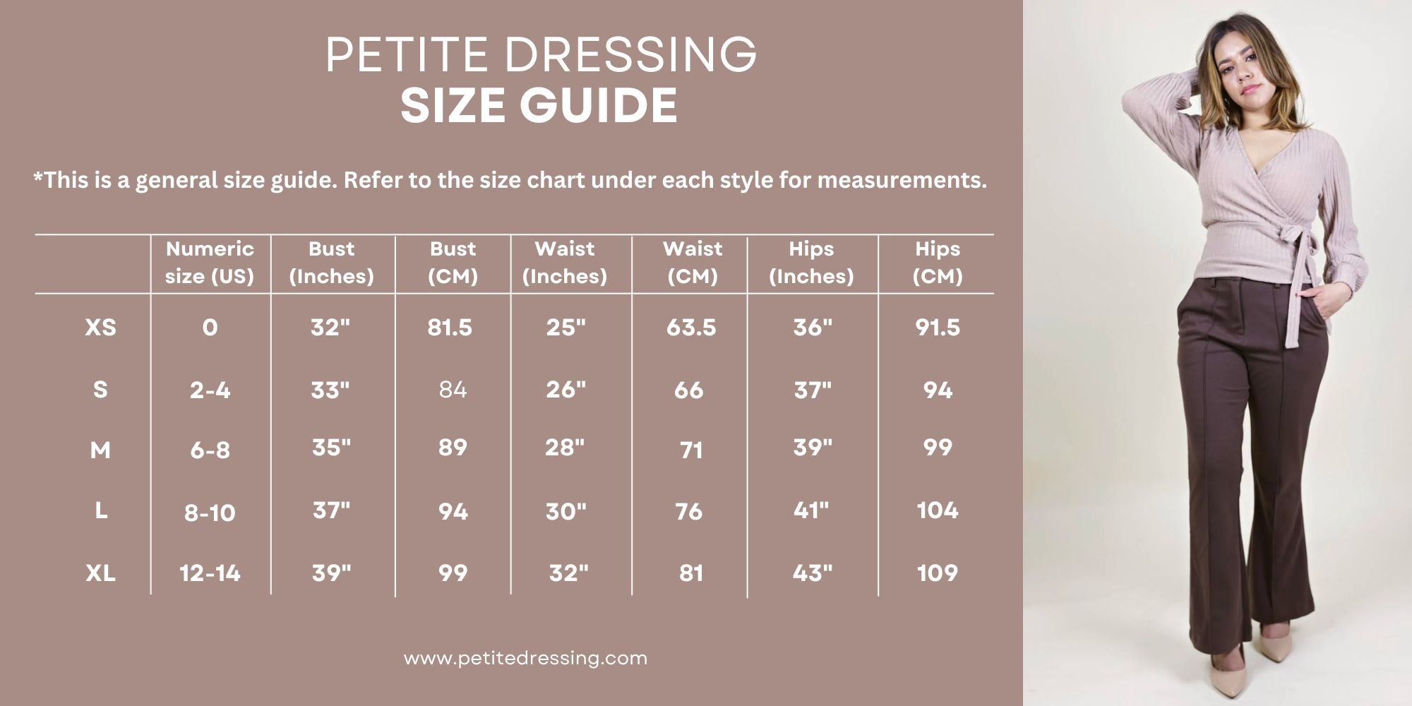 Petite Dressing Size Chart