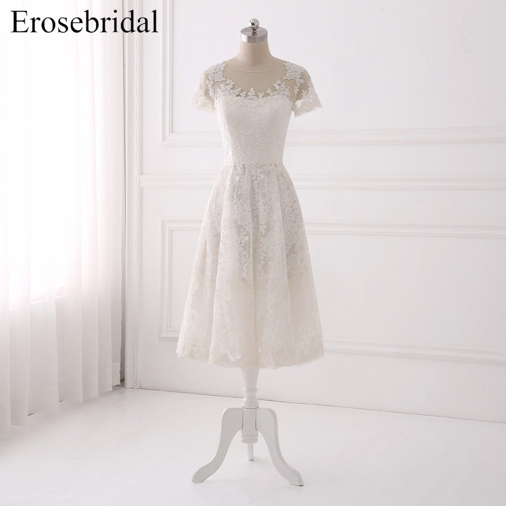 Short Lace Wedding Dresses Erosebridal Beach Wedding Dress Button Back