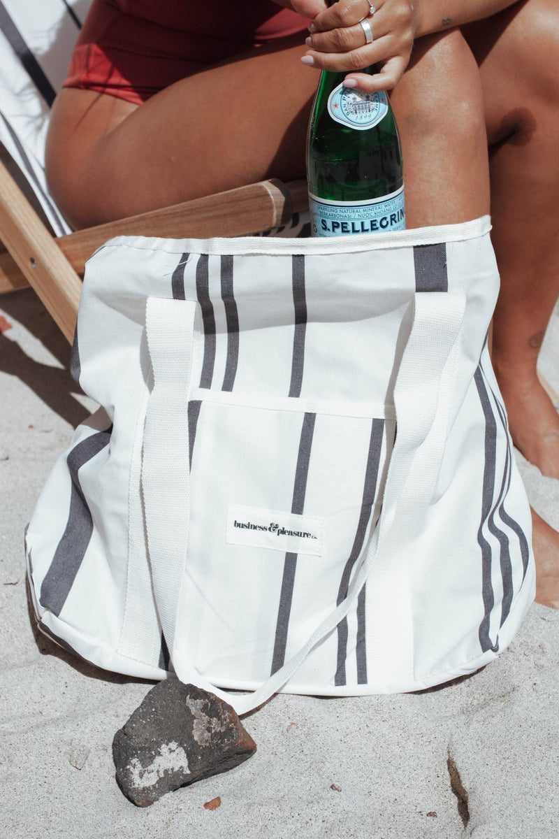 Beach Bag with Vintage Black Stripes | Business & Pleasure Co