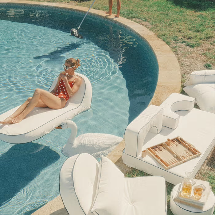 Pool Lounger and White Cushions