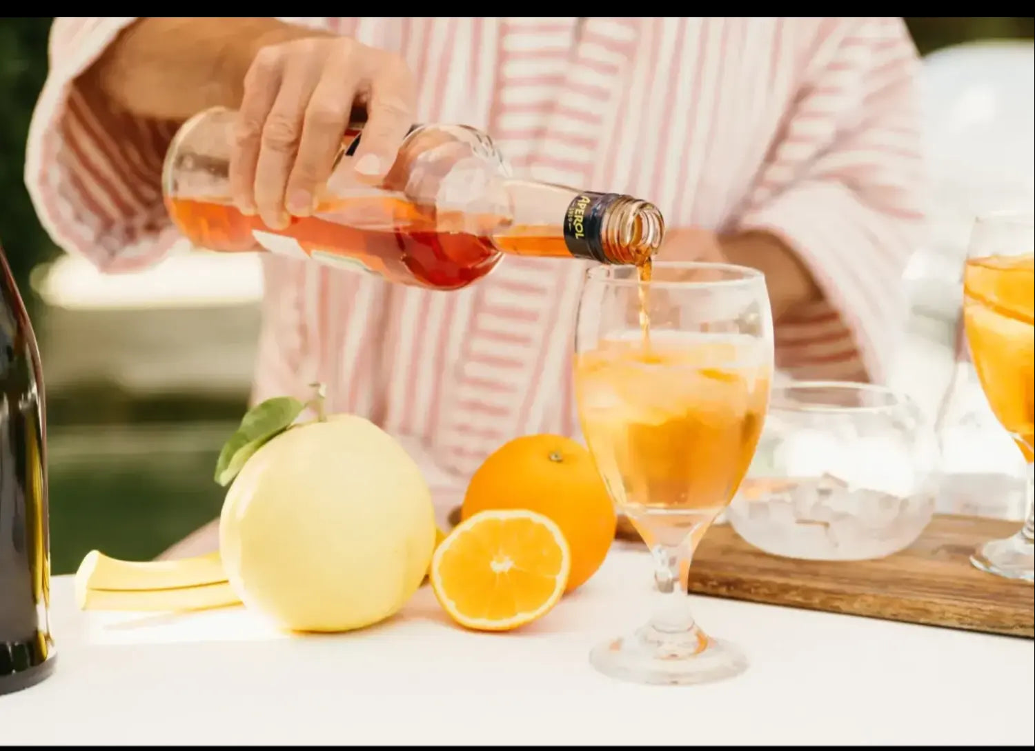 Pouring an Aperol Spritz 