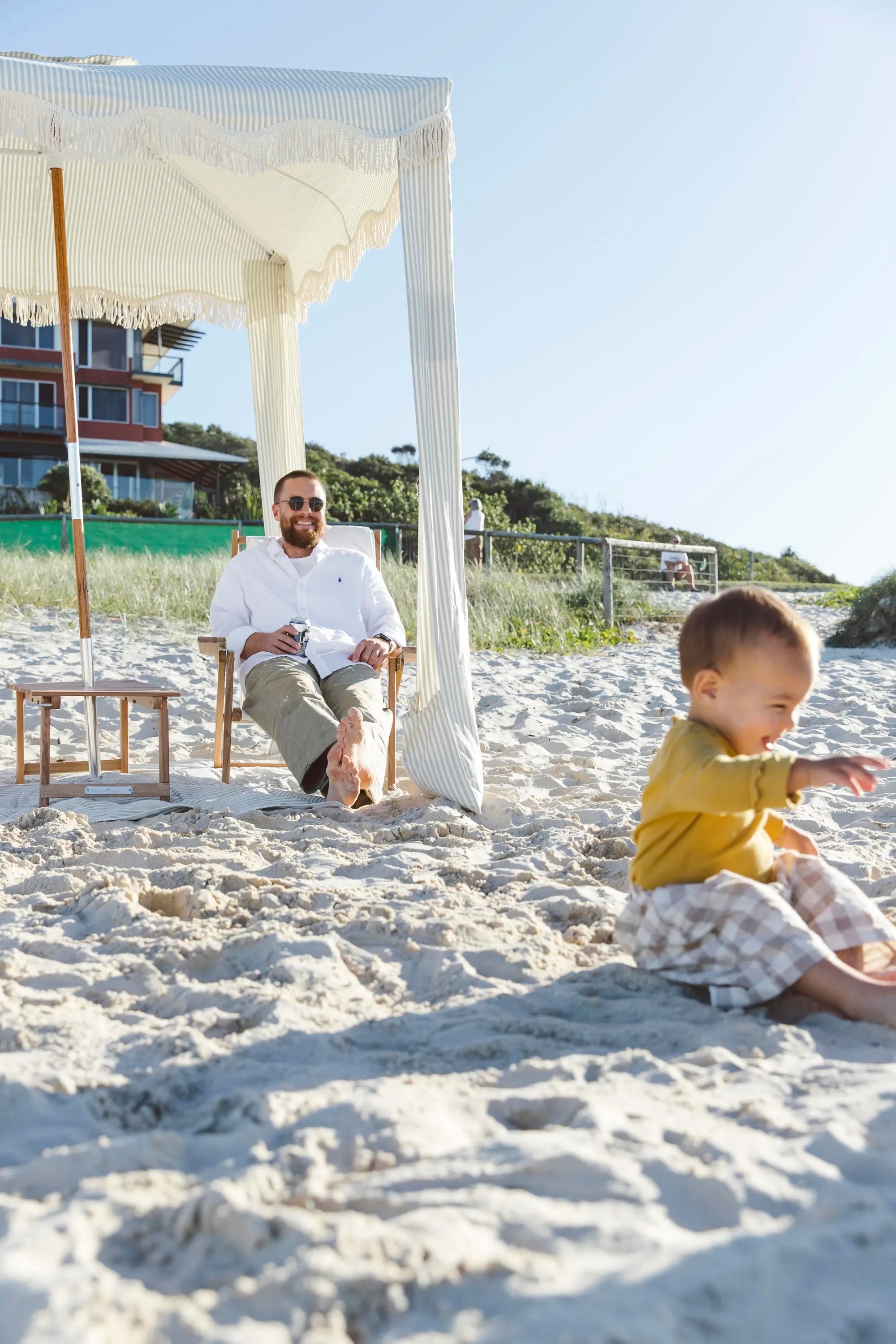 Beach cabana and table on the beach