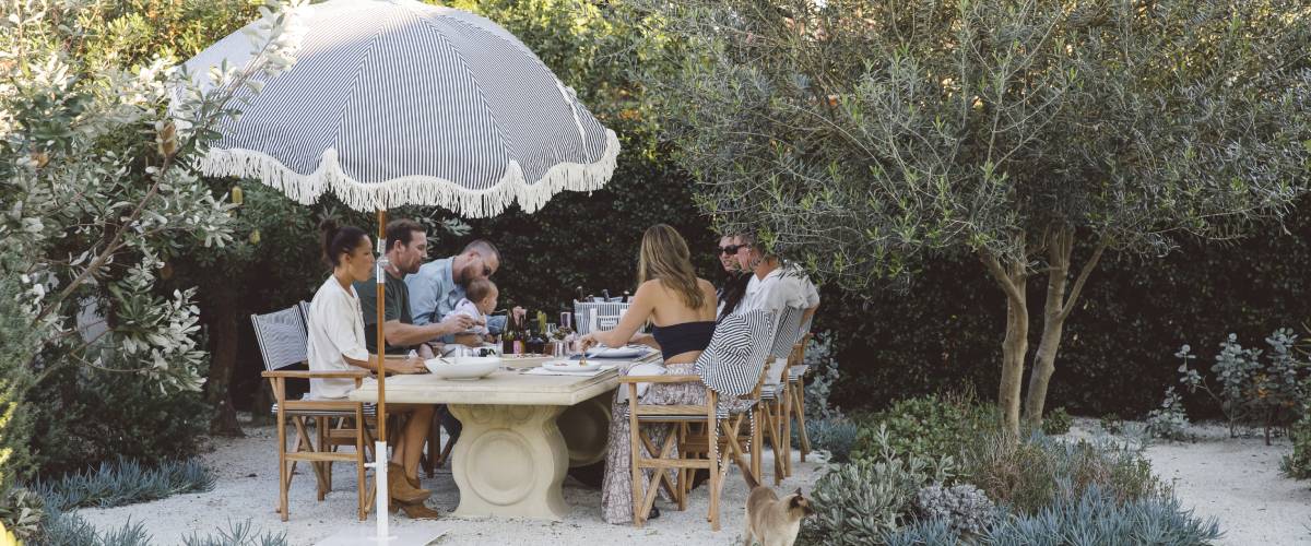 group enjoying lunch around a table