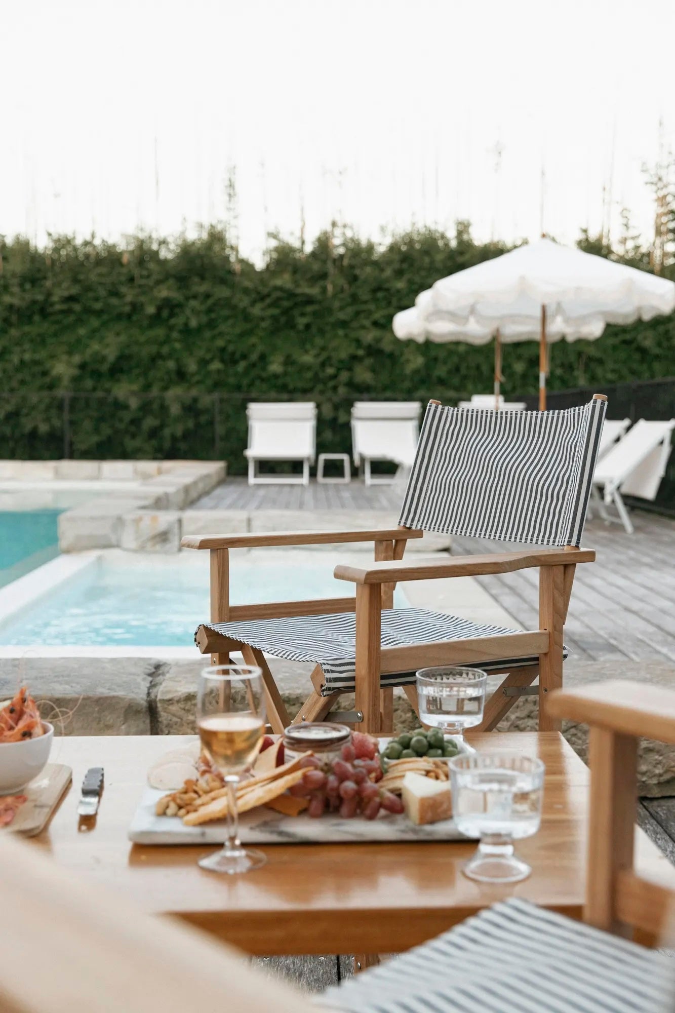 Directors Chair and umbrella poolside