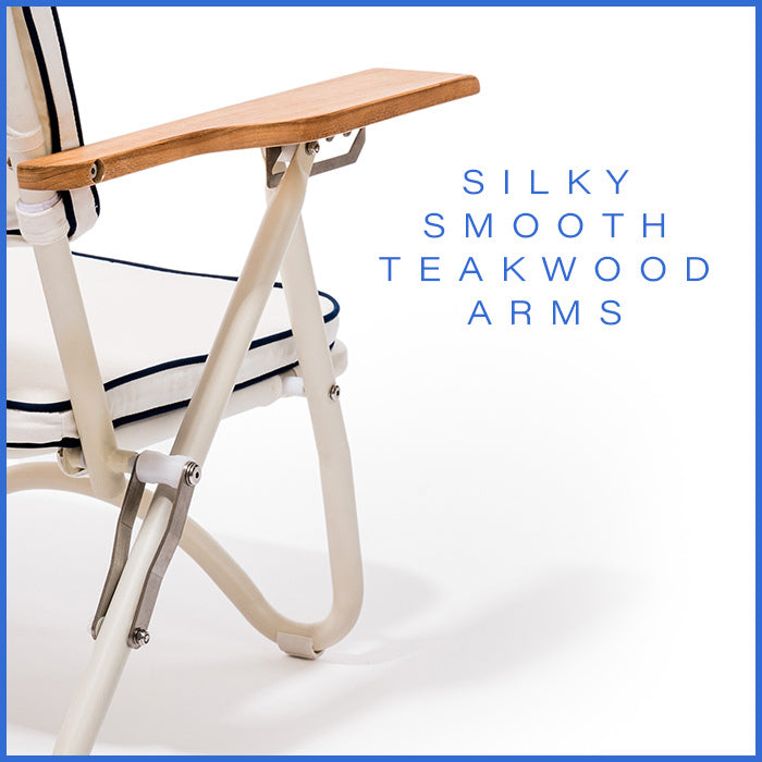 smooth teakwood arms white pam chair
