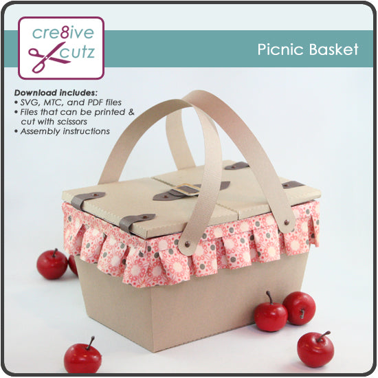 Download New 3d Svg Picnic Basket Papercrafting Project Cre8ive Cutz