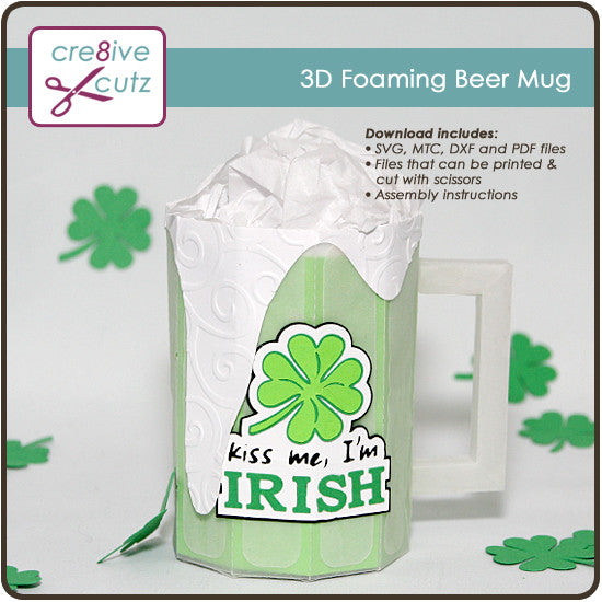 3D Foaming Beer Mug SVG Cutting File - Cre8ive Cutz