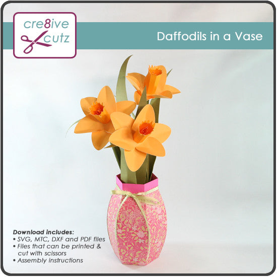 Download New Daffodils In A Vase 3d Svg Papercrafting Pattern Cre8ive Cutz PSD Mockup Templates