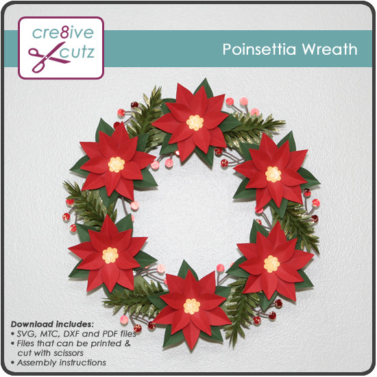 Download Poinsettia Wreath Christmas Decor - New 3D SVG Pattern ...