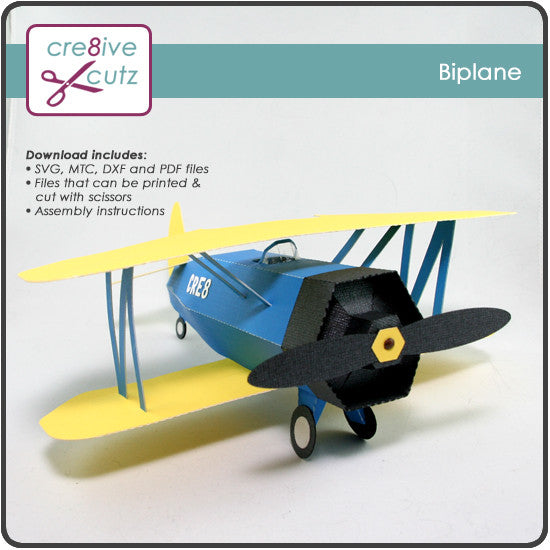 Download Biplane (Airplane) 3D SVG Cutting File - Cre8ive Cutz