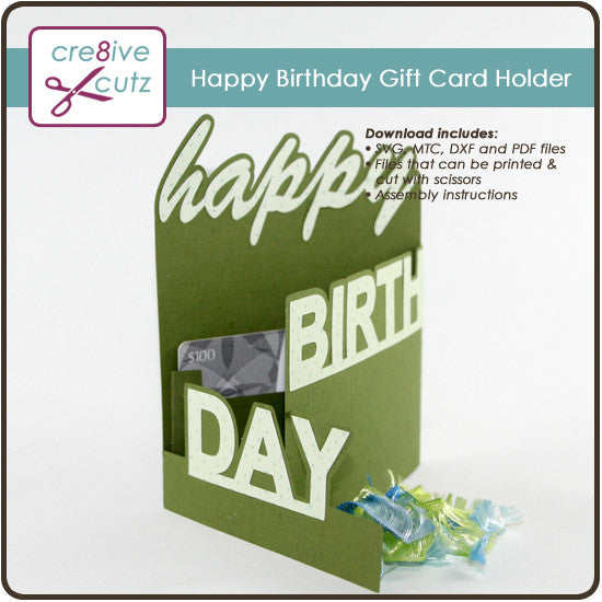 Download Happy Birthday Gift Card Holder - Cre8ive Cutz