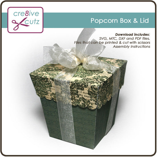 Popcorn Box Lid Free 3d Papercrafting Project Cre8ive Cutz