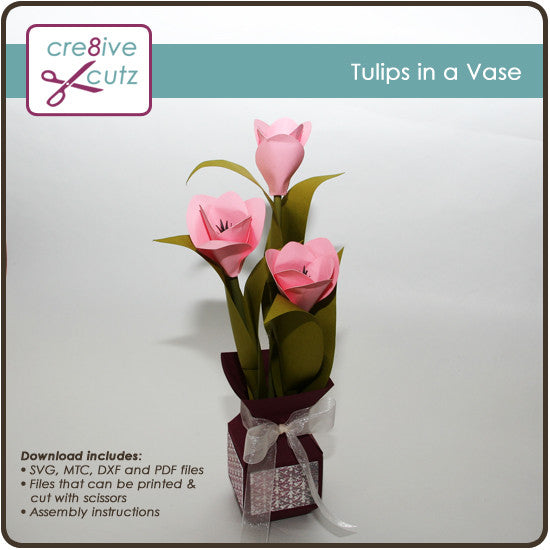Download Tulips In A Vase 3d Flowers Craft Project Cre8ive Cutz