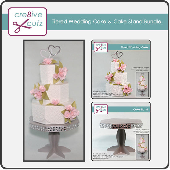 Tiered Wedding Cake & Cake Stand 3D SVG Project - Cre8ive Cutz