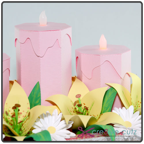 Cre8ive Cutz 3d Svg Cutting Files For Electronic Cutting Machines Spring Floral Candle Centerpiece 3d Papercraft Project