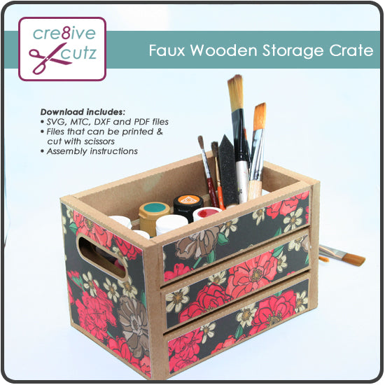 Download Faux Wood Storage Crate 3d Svg Papercraft Project Cre8ive Cutz