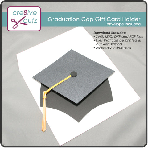 Download Graduation Cap Gift Card Holder Envelope Papercrafting Pattern Cre8ive Cutz
