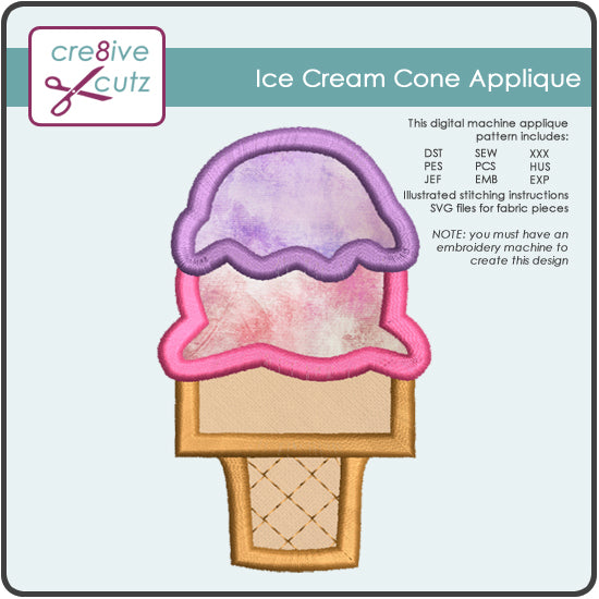 Download Ice Cream Cone Applique Cre8ive Cutz