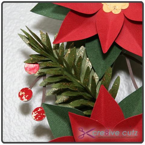 Download Poinsettia Wreath Christmas Decor New 3d Svg Pattern Cre8ive Cutz