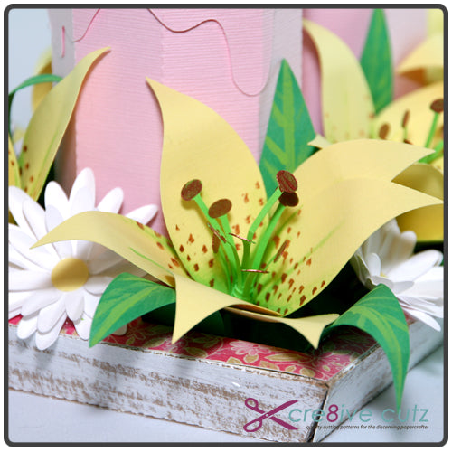 Cre8ive Cutz 3d Svg Cutting Files For Electronic Cutting Machines Spring Floral Candle Centerpiece 3d Papercraft Project