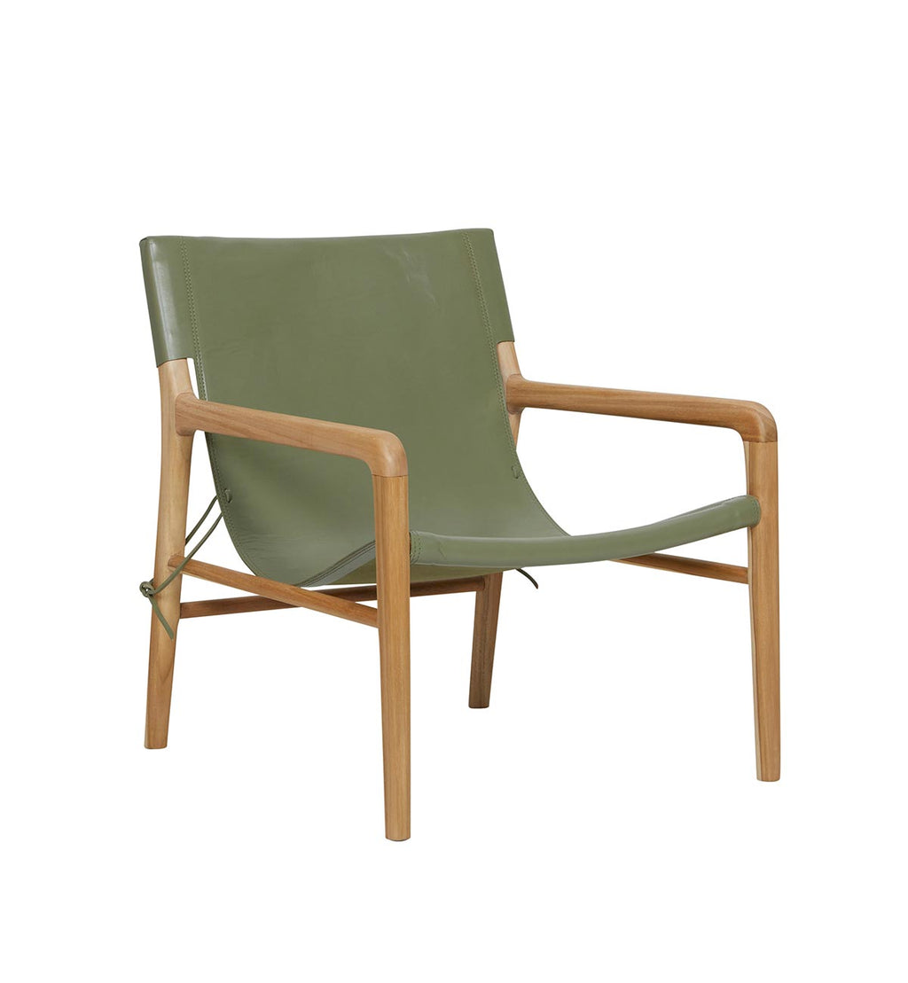 fenton  fenton – leather sling chair in teak  moss