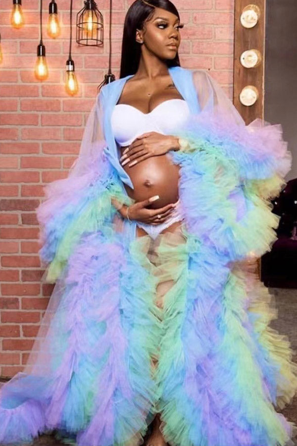 Rainbow Train Tulle Maternity Gown