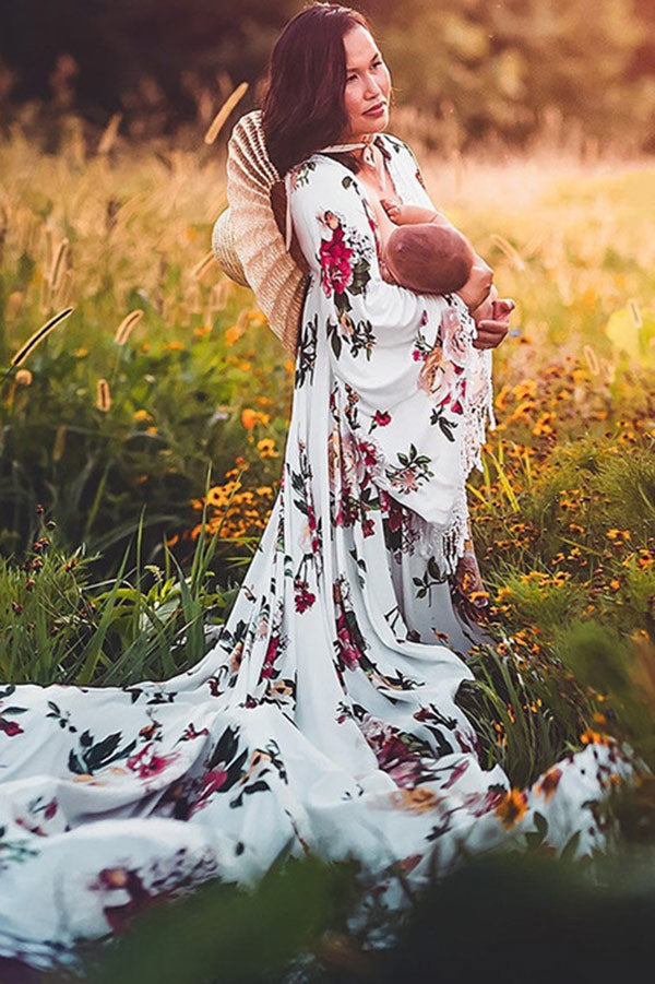 Vintage Boho Printed Maternity Maxi Dress – Glamix Maternity