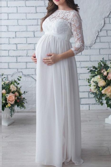 Lace Long-sleeve Maternity Maxi Dress – Glamix Maternity