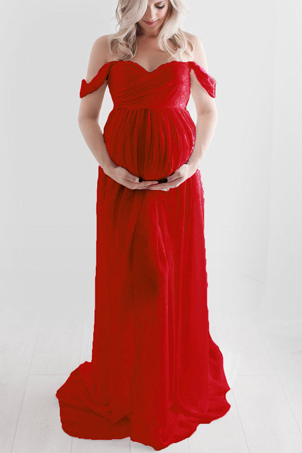 Sexy Off The Shoulder Thigh High Slit Maternity Photoshoot Dress Glamix Maternity