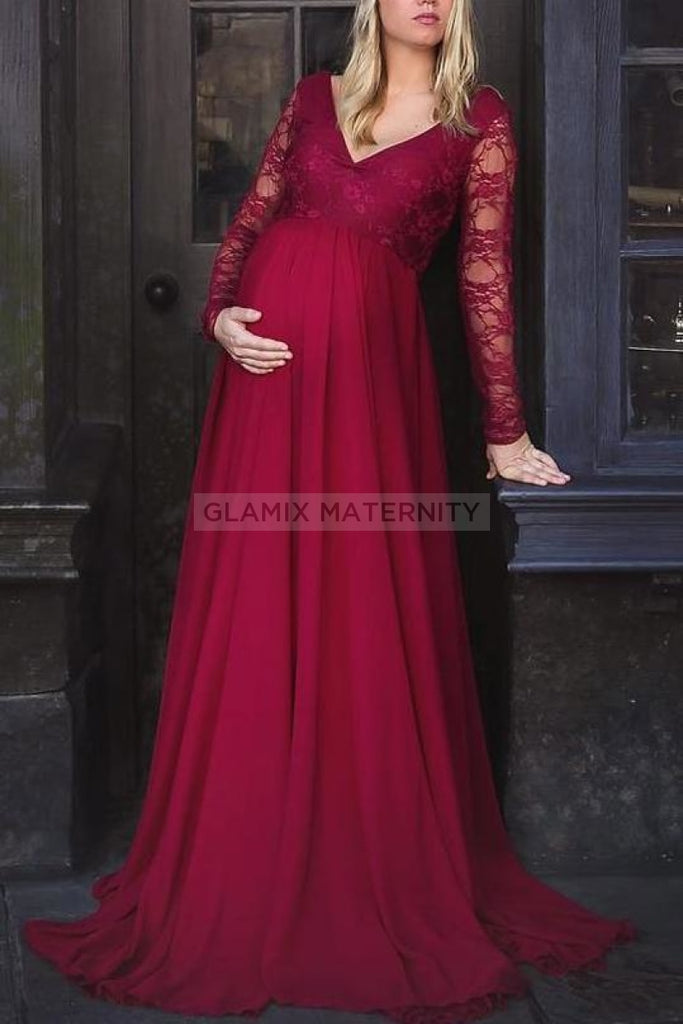 Fabulous A Line Lace Maternity Dress With Sleeves Glamix Maternity 4636