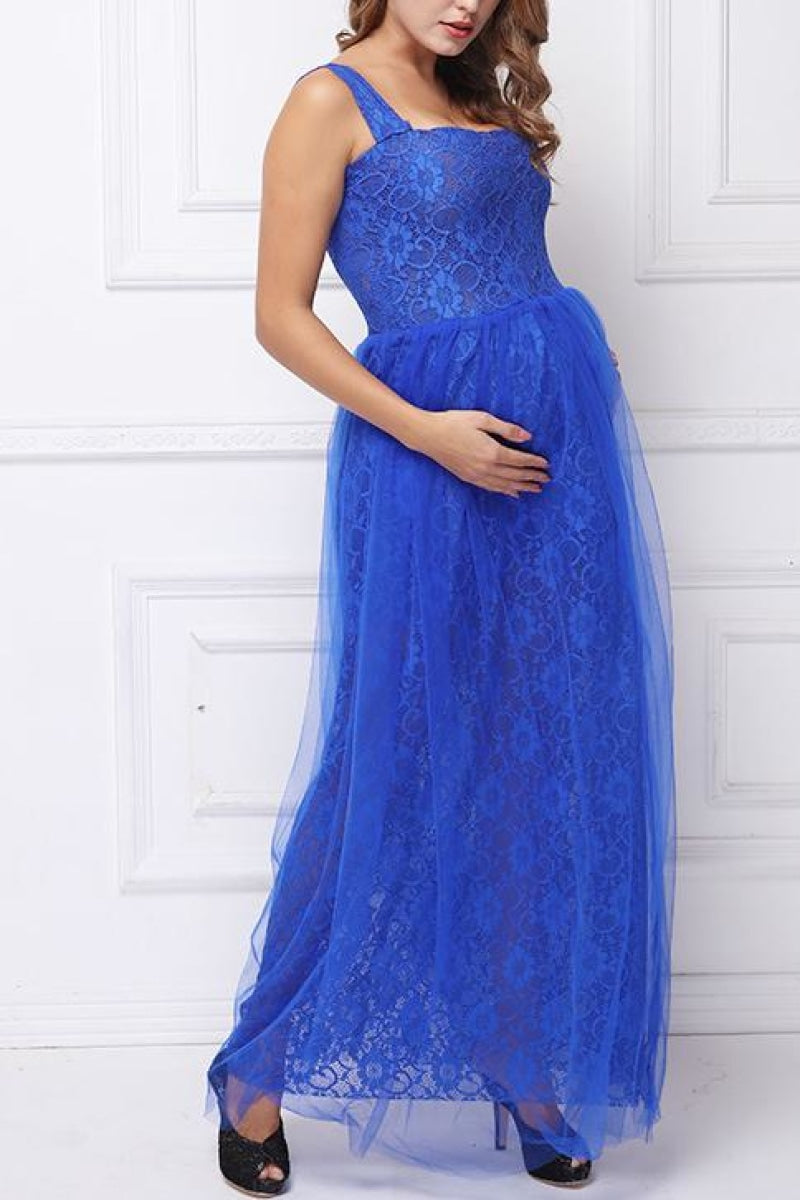 lace patched tulle cute maternity dress for baby shower blue one size dresses 179