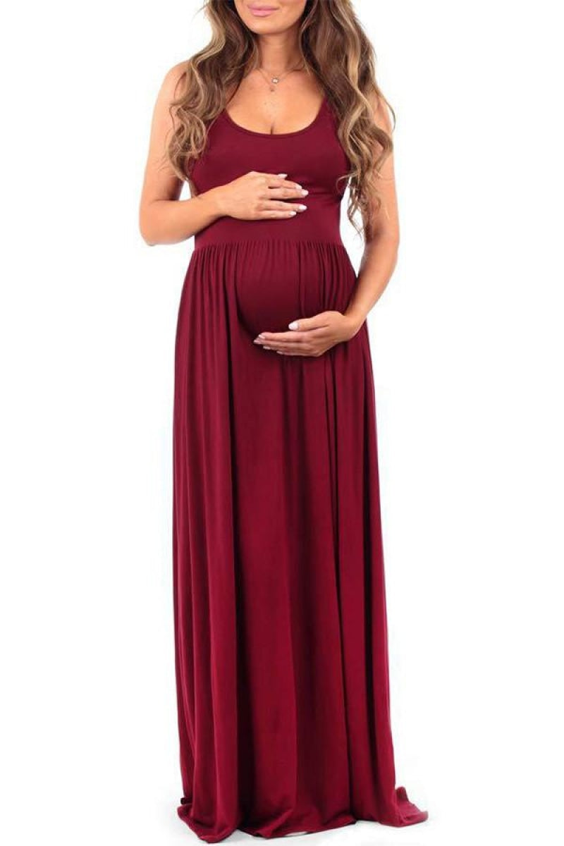 burgundy maternity maxi dress