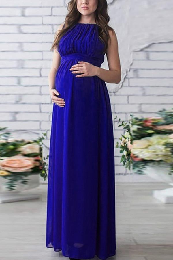 Solid Chiffon Sleeveless Maternity Maxi Dress – Glamix Maternity