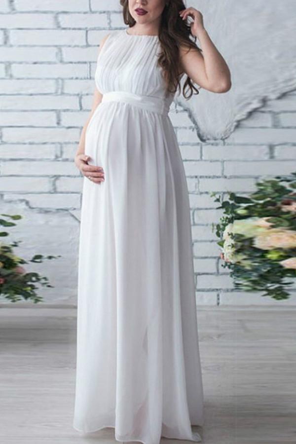 white maternity maxi dress