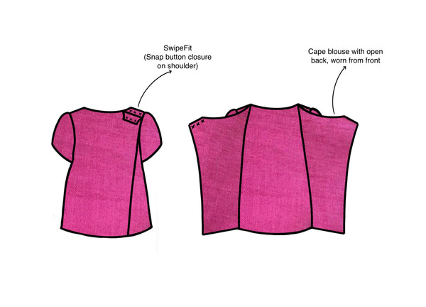 Fashion illustration of the customised short-sleeve blouse for Jane