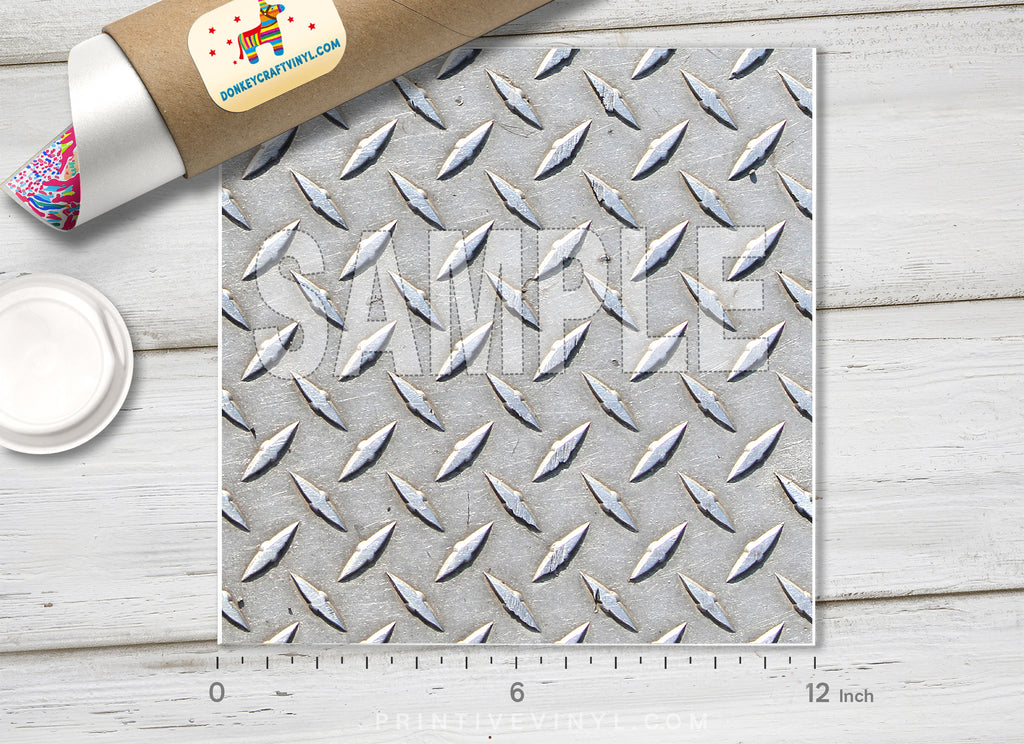 diamond metal floor plate pattern printed vinyl indoor outdoor heat