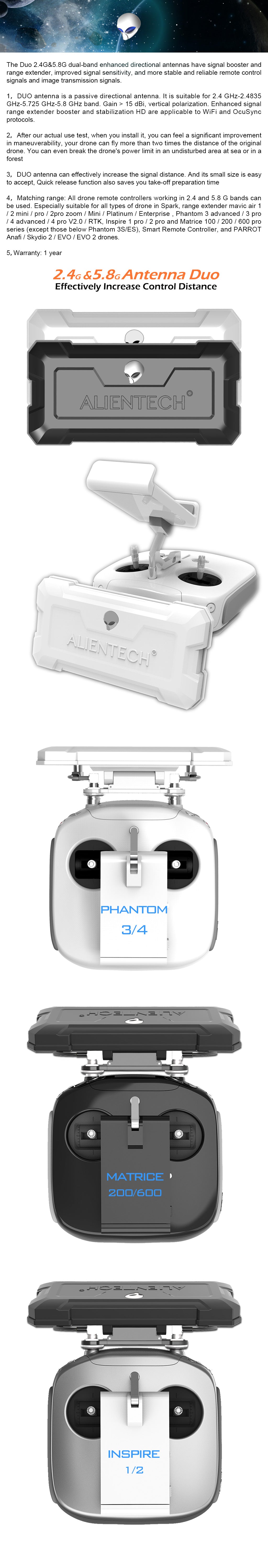 Antena ALIENTECH DUO para drones phantom inspire